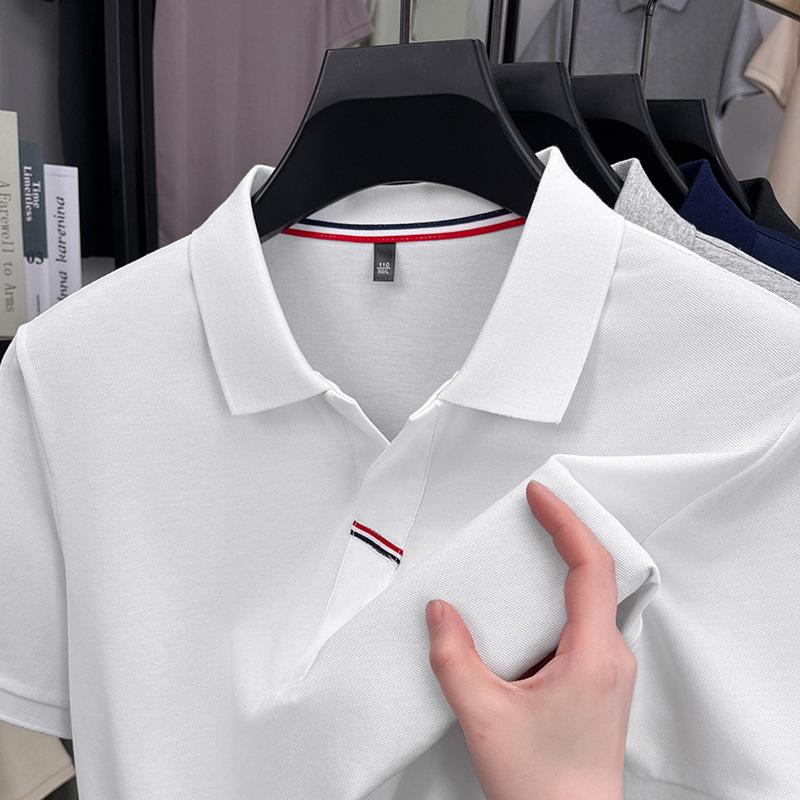 Out-Of App Men'S Light Luxury Short-Sleeved Polo Shirt Men'S Premium Button-Down Lapel Half-Sleeved T-Shirt