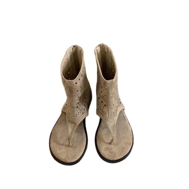 2025 Summer New Korean Version of Personalized Toe Sandals Women's Hollowed-out Versatile Toe Cool Boots Fashion Short Boots