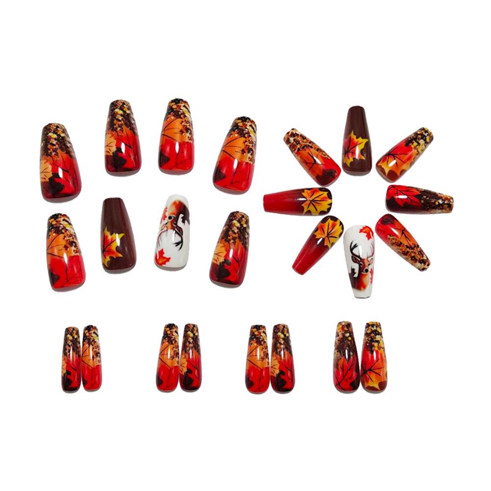 Autumn & Winter Maple Leaf Reindeer Press-On Nail Art Stickers