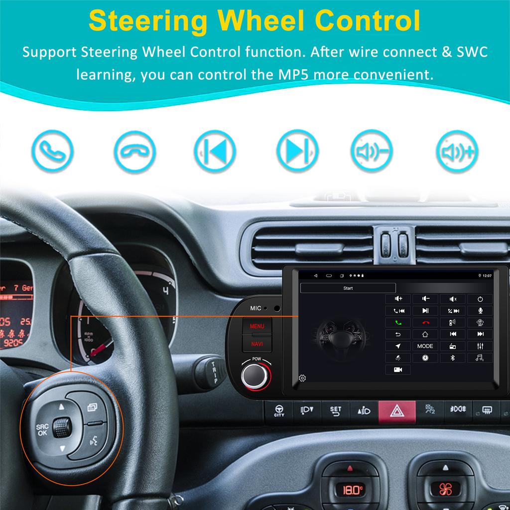 Radio multimedia para Fiat Panda 2013-2020 con Android, vídeo, estéreo, Android Auto, Carplay, GPS, DVD, unidad principal de 7 pulgadas, 1 DIN