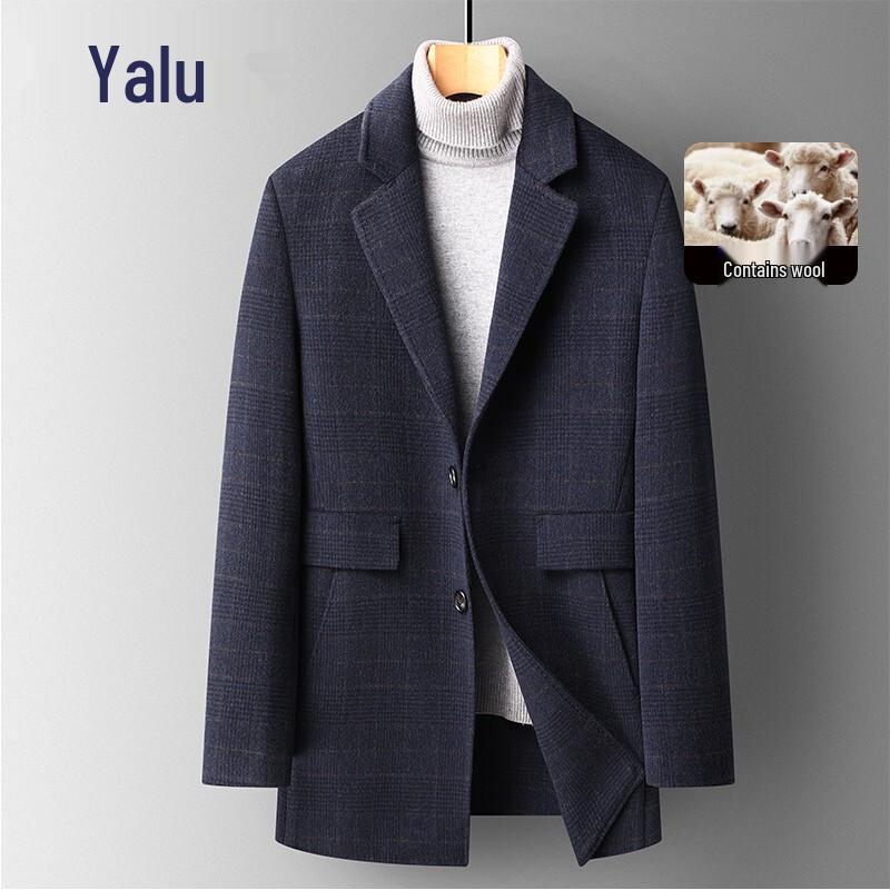 Men's Plaid Wool Blend Winter Overcoat