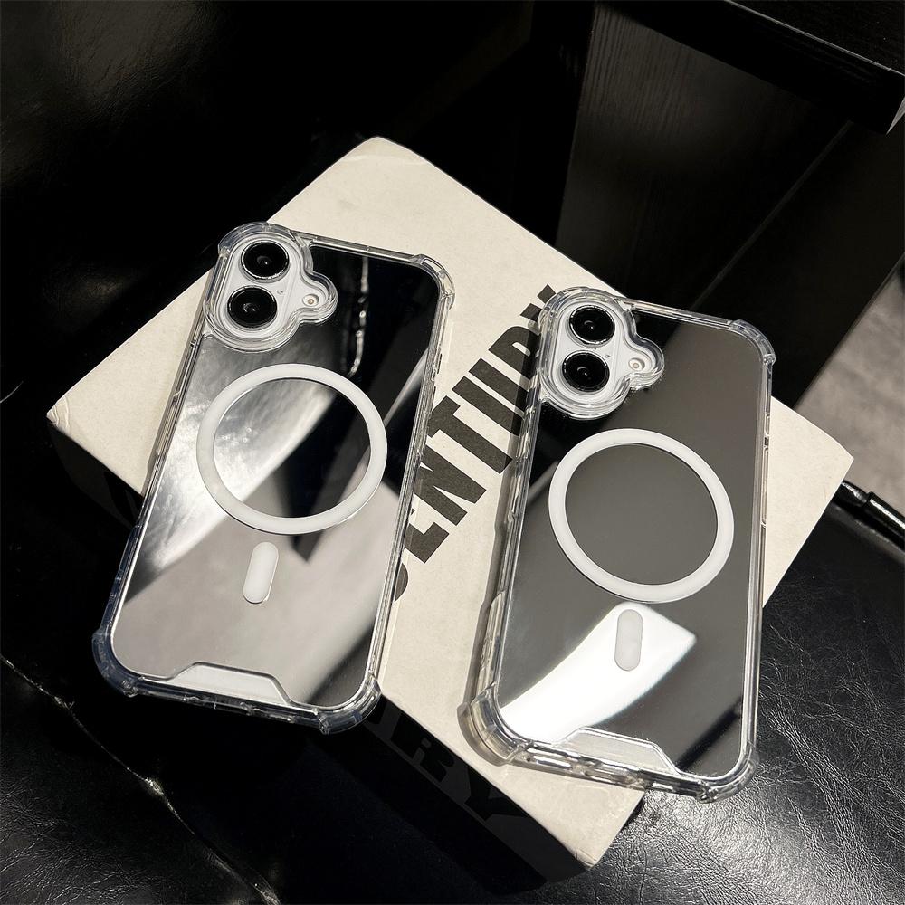 Mirror Make Up for Case for For Iphone 16 1 14 17 Pro Max Air Plus 12 13 Magnetic Wireless Charging Airbag Cover