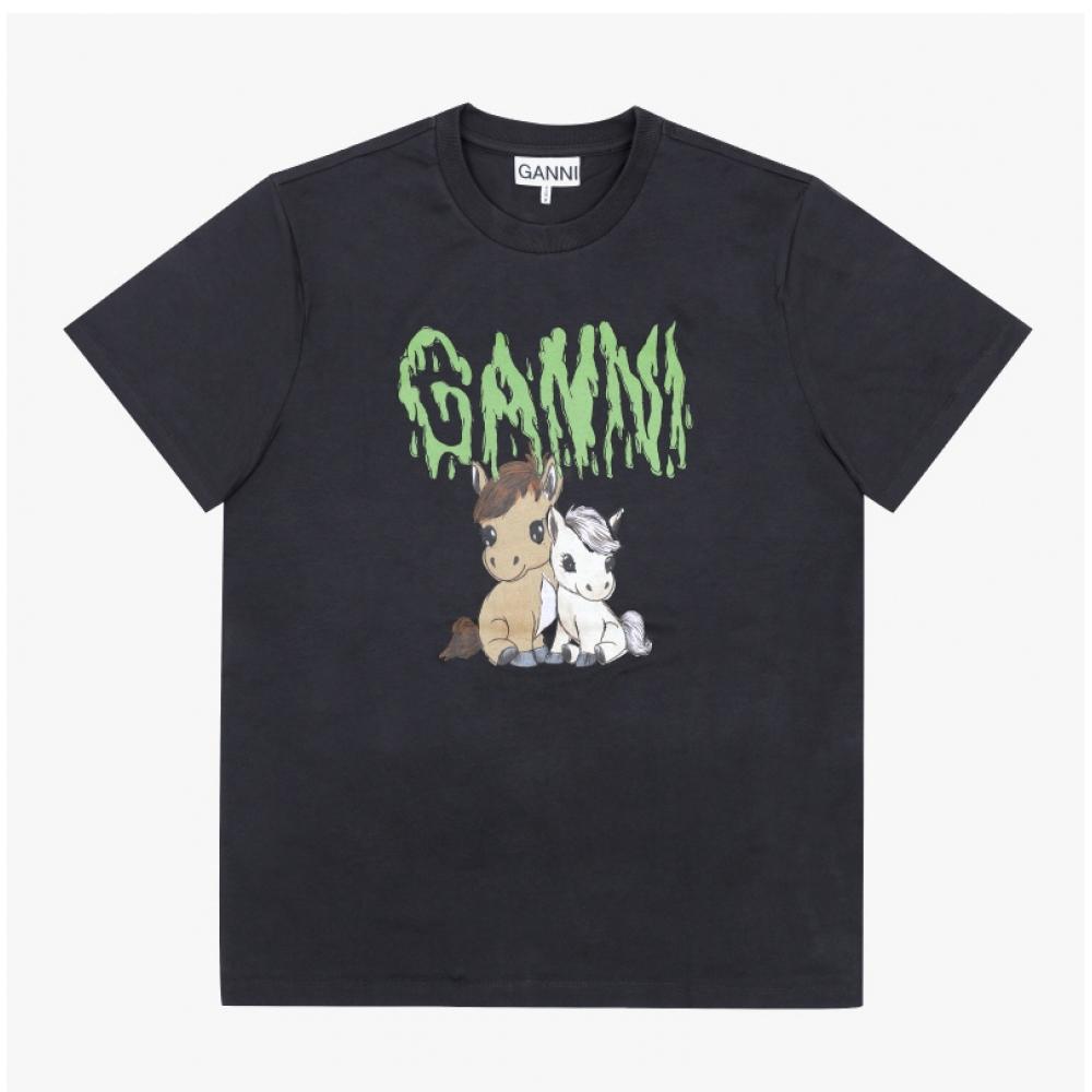 T-shirt da donna Ganni 252 Logo Pony A1050048