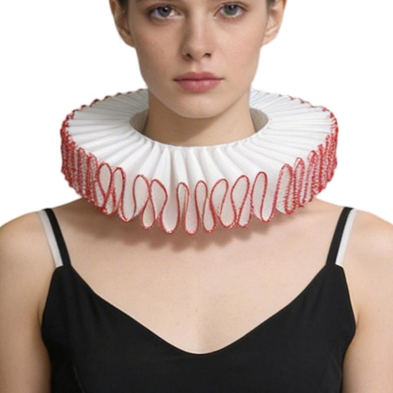 Comfortable Ribbon Faux Collar Colonial Clown Choker Neck Collar Ideal for School Uniforms Performances and Parties