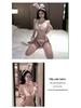 Fluffy Pink Bunny Girl Christmas Lingerie Set