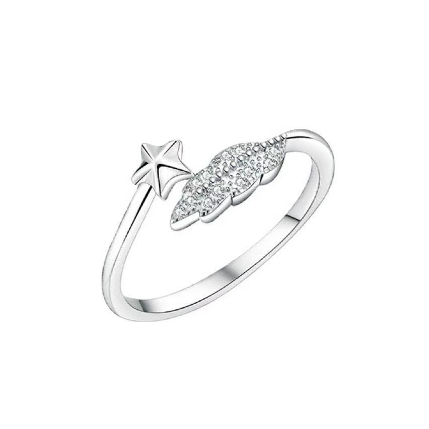 New Feather Star Ring Female Korean Version Niche Versatile Supply Ring Fashion Open Index Finger Ring Jewelry