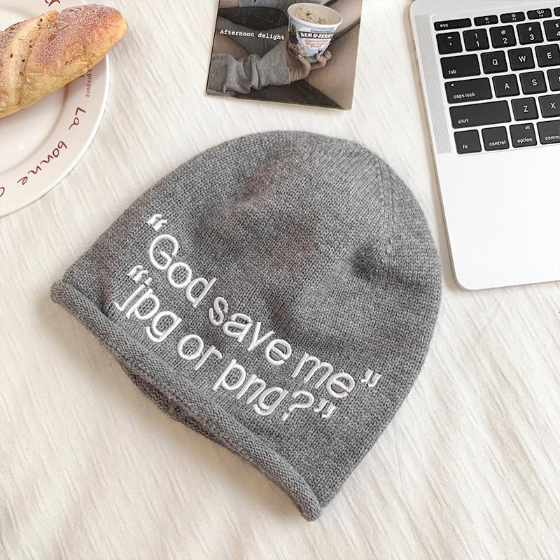 Knit Beanie Hat For Women With Alphabet Print Warm Winter Style