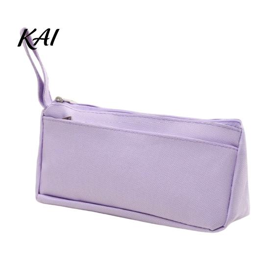 Solid Color Stationery Bag for Teens Pencil Case with Zipper And Handle, Durable Oxford Large Capacity Storage Rulers Organizer, Portable Lightweight