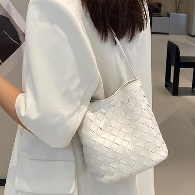 Modische Damenhandtasche aus echtem Leder, gewebte Tasche, schlicht und vielseitig, kleine Tasche, Umhängetasche