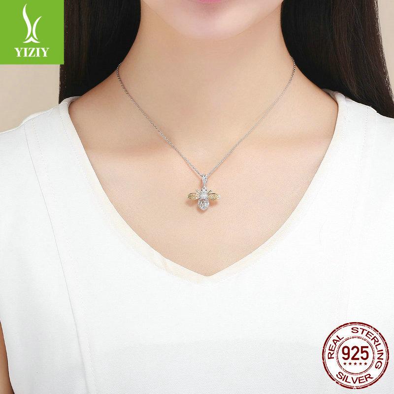 925 Sterling Silver Pendant Perpetual Bee White Gold Plated Fashion Necklace Pendant Scc1125