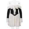 French Vintage Off Shoulder Dress Women Summer Fashion Slim Long Sleeve Slim High Waist Mini Dresses Girls Party Trendy Vacation Elegant Evening Dress
