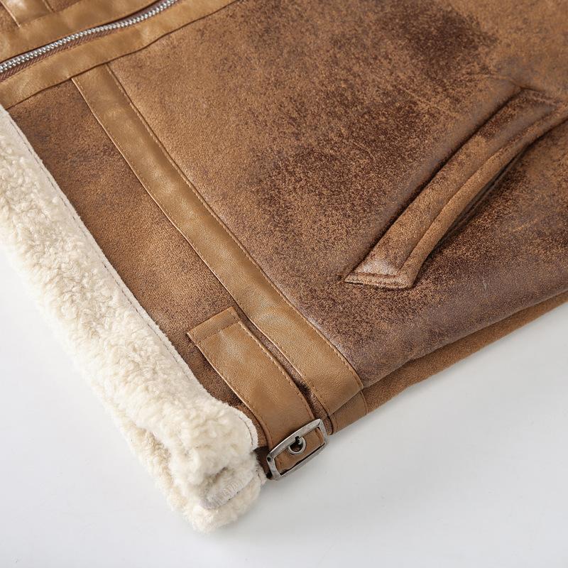 Casual σακάκι πέτο τεχνητή γούνα μονοκόμματο ανδρικό μπουφάν Ευρωπαϊκό και αμερικανικό στυλ μοντέρνο δερμάτινο μπουφάν για άνδρες