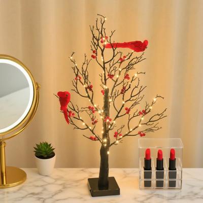 Kuşlu Vintage Işıklı Ağaç LED Noel Ağacı Lambası Ayarlanabilir Dallar Sıcak Işıklı Dallar Cadılar Bayramı Noel Süsleri