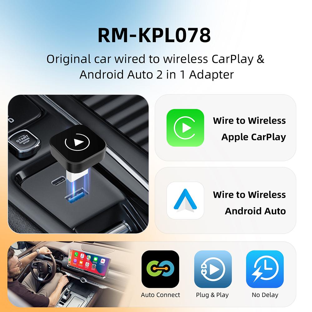 2-in-1-Kabel-zu-Kabel-CarPlay-Android-Autoadapter für OEM-Autoradio mit USB-Plug-and-Play