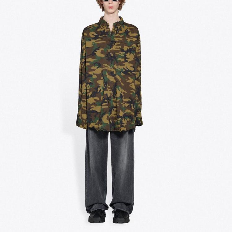 Balenciaga Camouflage Fitted Shirt 'Green' Men's 659027TKL142840