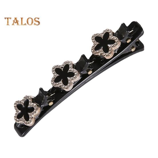 

Заколка для волос, заплетенная в косичку, двухслойная заколка для волос в форме цветка, заколка для волос с нескользящими зубцами, сверкающий блеск, аксессуар для волос C