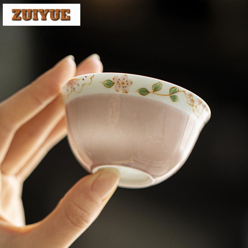 85ml Hand-painted Lace Wide Mouthed Teacup Ancient Tea Bowl Jug Tea-tasting Personal Cup Jianzhan Master Cups Household Teaset