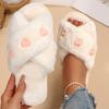 Fashion Heart Mix Color Cotton Slippers for Women Winter Indoor Cross Strap House Cotton Slippers Woman Light Non Slip Fur Slides Ladies
