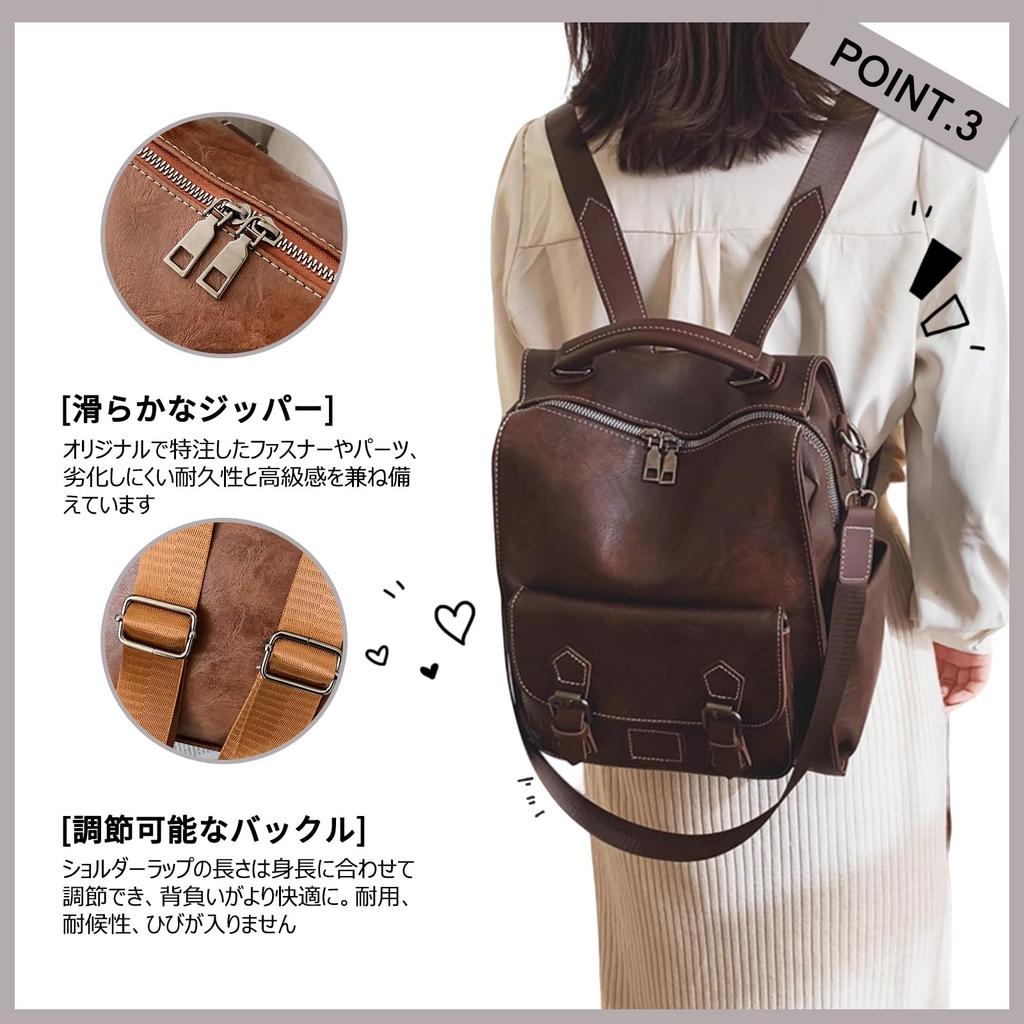 FANDARE Rucsac de Afaceri Retro din Piele A4 Mare Elegant Piele Sintetică Potrivit Solid Perfect pentru Job Negru Rucsac pentru Femei, Mărime, Rucsac, Stil, 3-Way