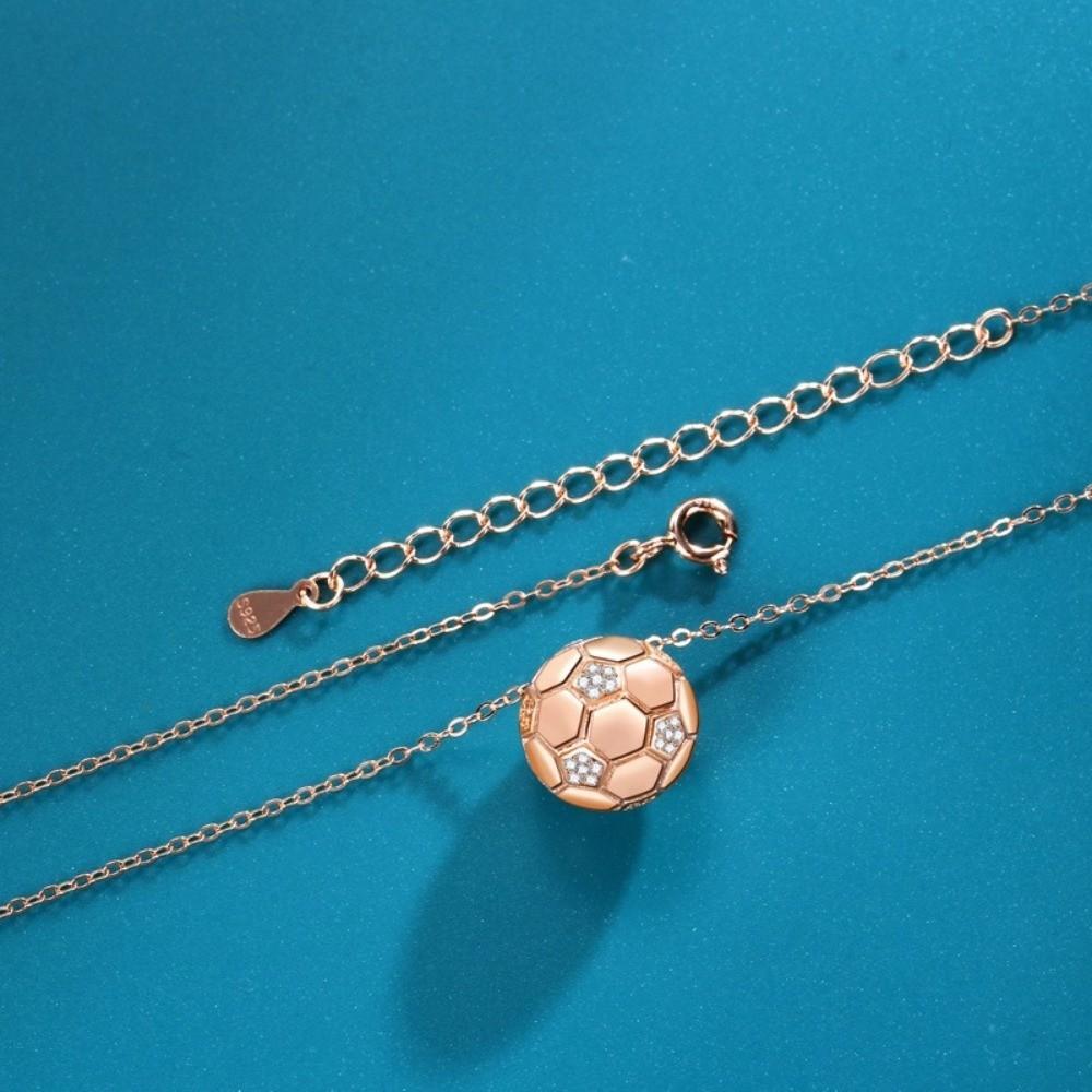 Exquisite Rhinestone Football Necklace 3D Jewelry Football Pendant Choker Hip Hop Clavicle Chain Soccer Necklace Gift