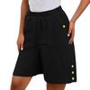 Women's Casual Linen Bermuda Shorts High Waisted Wide Leg Loose Knee Length Summer Shorts With Pockets