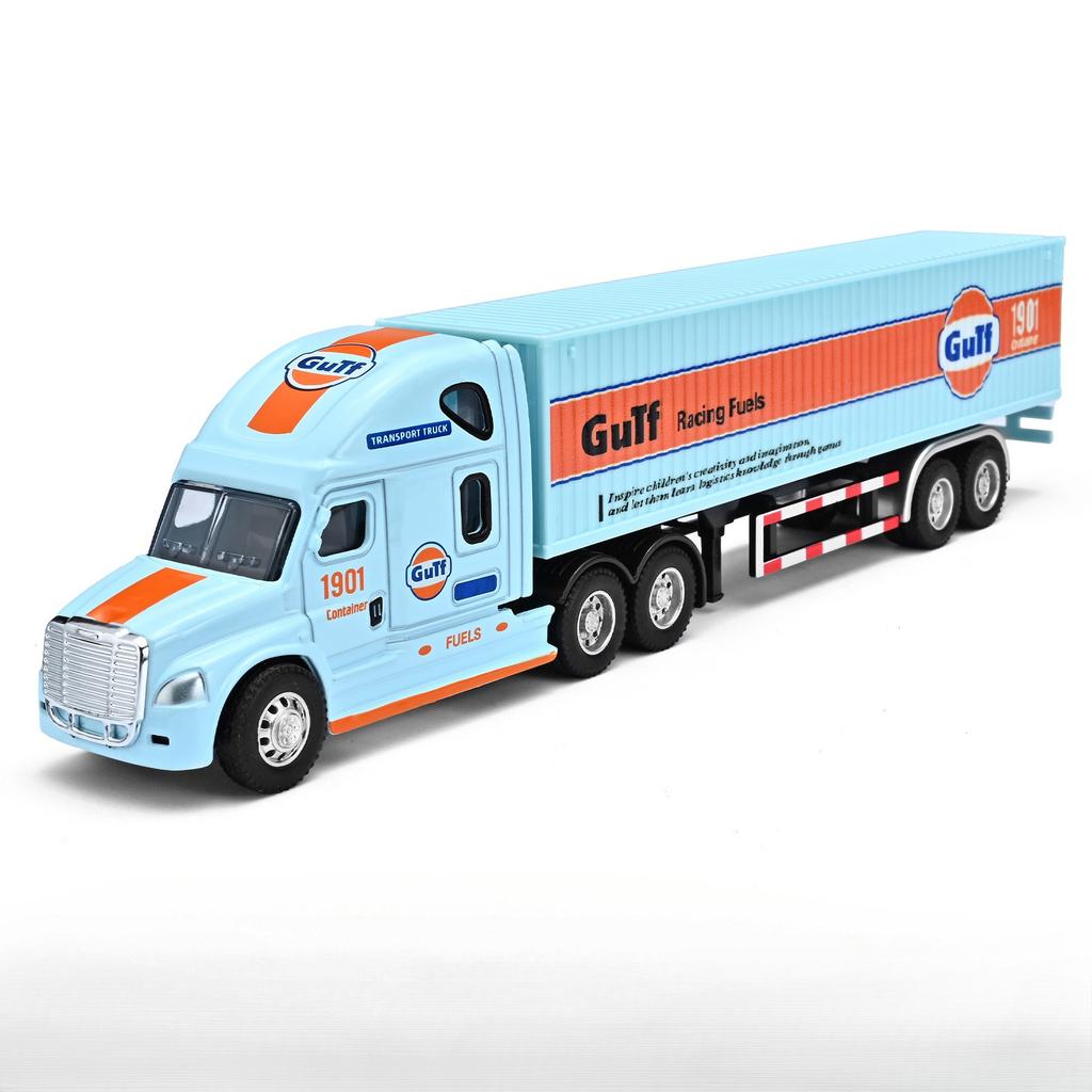 Container Transport Vehicle Series Pull Back Alloy Trailer Container Truck Model Small Car Boy Toy