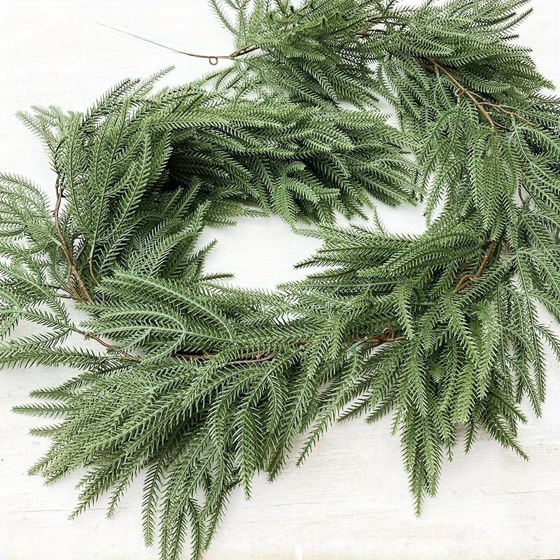 1Pc Holiday Decoration Soft Glue Pine Needle Cypress Pine Leaf Simulation Rattan Wall Hanging, Used for Outdoor Holiday Ceremony Decoration
