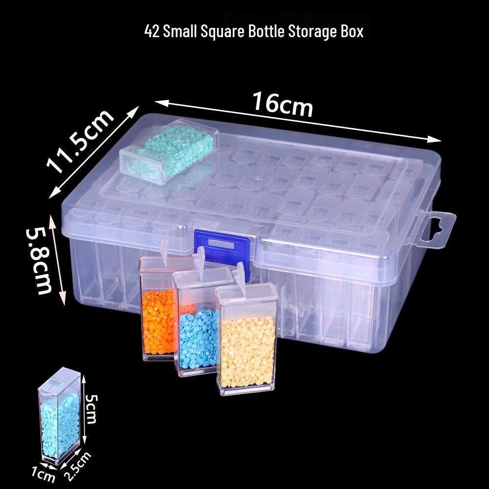 Diamond Painting & Manicure Storage Box with Seed Bead & Rhinestone Separator - 42/64/84/100/124 Grids