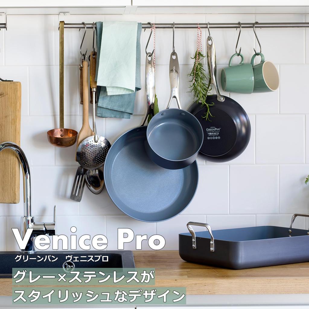 GREENPAN Frying Pan 20cm IH Gas Dishwasher Safe No harmful substances PFAS Free Ceramic Coating Easy to clean Scratch and impact resistant [Venice