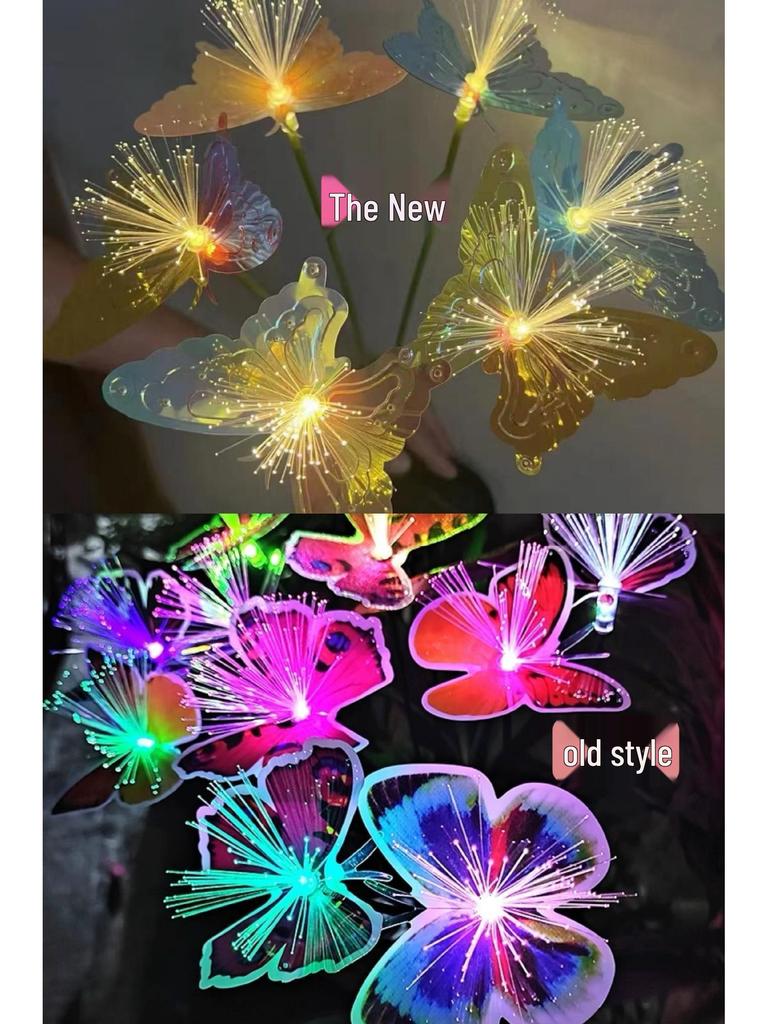 Outdoor Solar LED Fiber Optic Butterfly Flower Garden Light