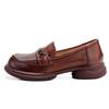 2026 Autumn New Comfortable Round Head Leather Versatile Fashion Women's Shoes Thick Heel Mother Shoes