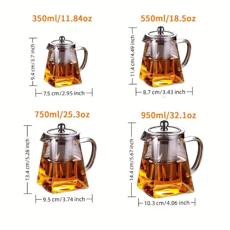 1PCS Glass Teapot Large-Capacity with Stainless Steel Strainer Thickened High-temperature Resistant Teapot for Loose Tea Leaves