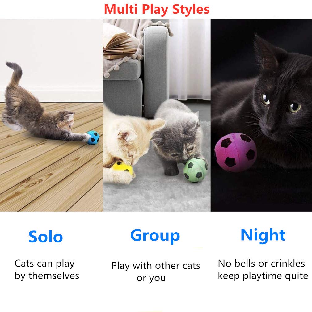 RuiChy 8-Piece Sponge Cat Toy Balls, Soft, Brightly Colored Foam Soccer Balls, Noise-Free Bouncy Pet Interactive Toys for Kittens, Activity Chase,