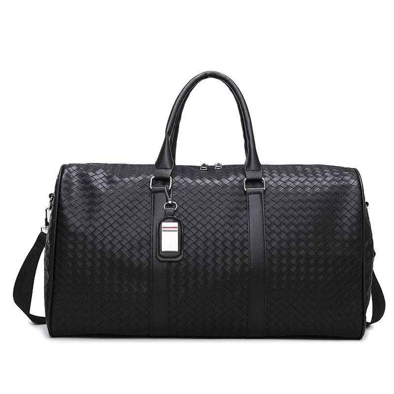 New woven handbag large capacity men's and women's shoulder luggage travel bag black business travel bag