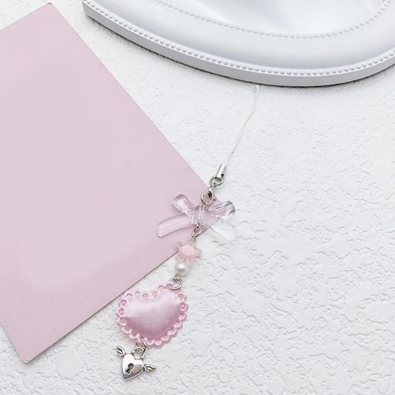 Fashion Heart Bowknot Star Hanging Pendant Phone Charm Lanyard Pocket Keychain Strap Bag Decoration Wallet Pendants