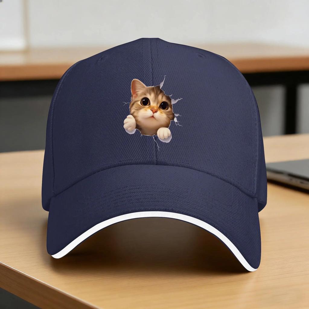 Spring Funny Style Cat Baseball Cap Outdoor Sports Yk Cute Design Sun Hip Hop Hats Women Unisex Sunscreen Baseball Caps