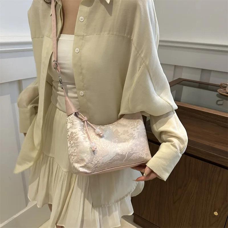 Chinese Style Fine Embroidery Ladies Handbags Fashion Shoulder Bag Crossbody Daily Party Tote Handbag for Women