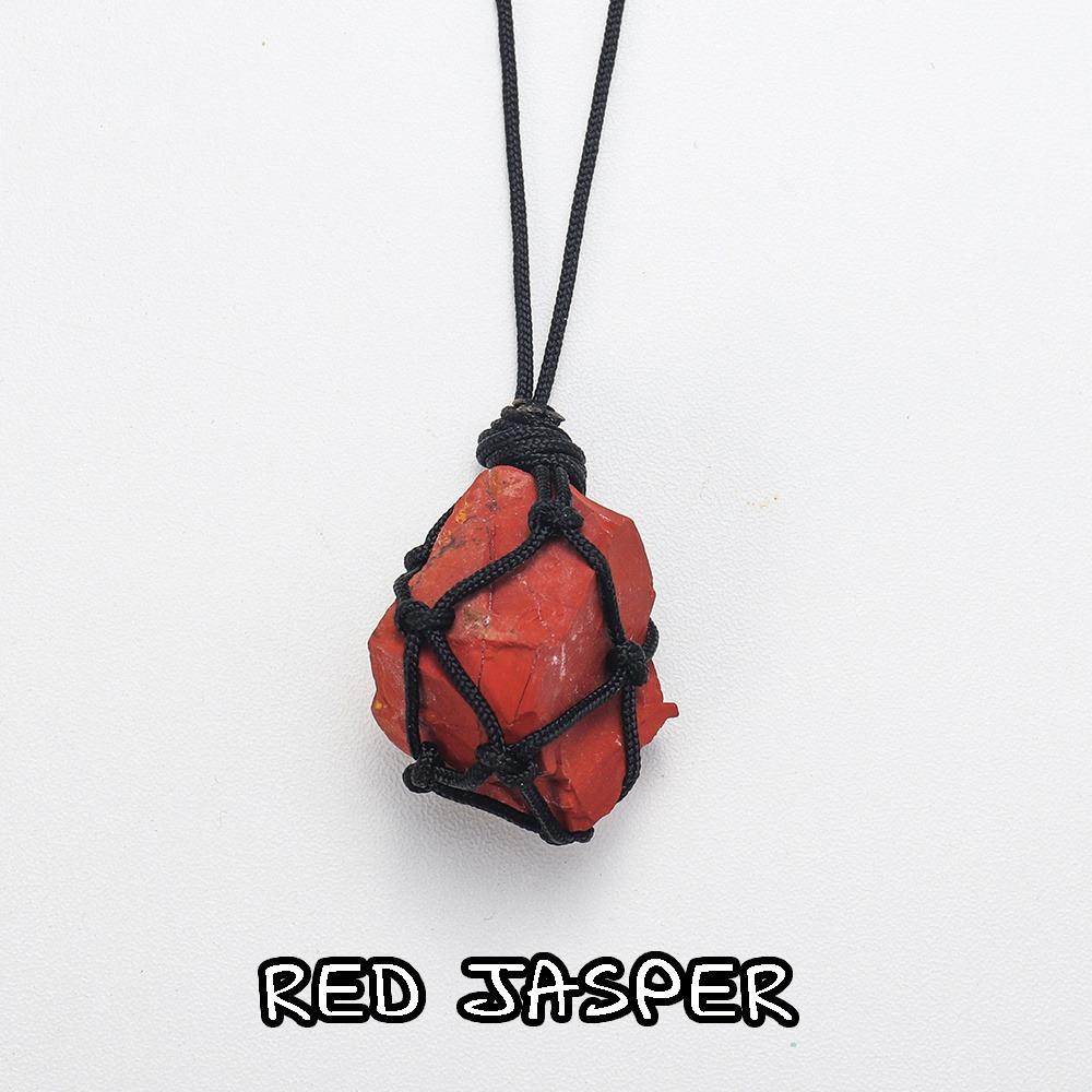 Crystal Jewelry Rough Healing Stones Natural Hand Woven Raw Stone Crystal Pendant Necklace