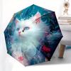 1 τεμ. Ομπρέλα Πορτρέτο Γάτας με Φανταστικό Floral Σχέδιο και Πλαστική Λαβή, Κατάλληλη για Όλες τις Εποχές, Οικιακή, Ταξιδιωτική, Εξωτερικού Χώρου, M1156