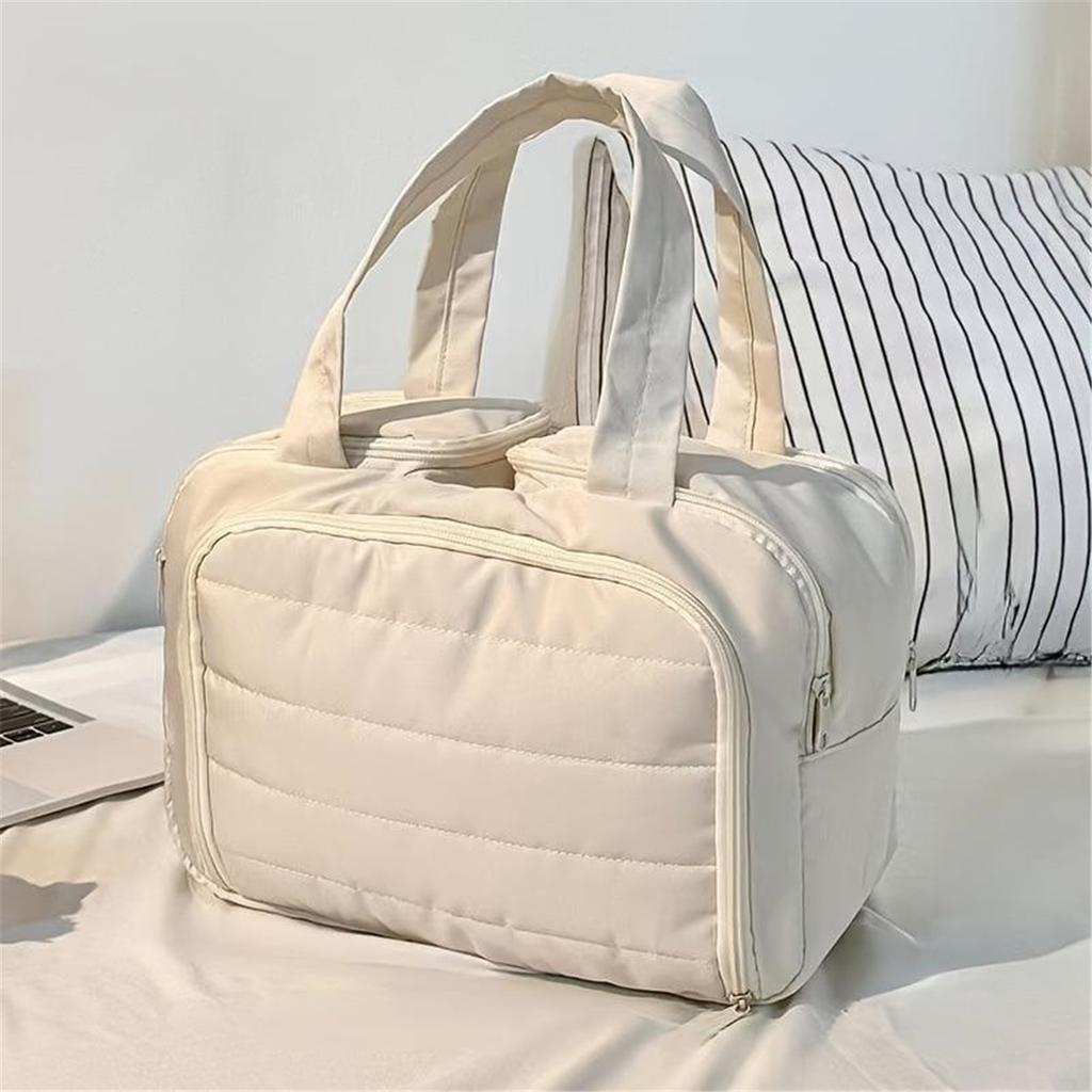 1 pezzo, Organizzatore da Viaggio Grande Capacità per Trucco e Articoli da Toeletta da Donna - Nylon Resistente con Manico, Scomparti Multipli, Design Robusto
