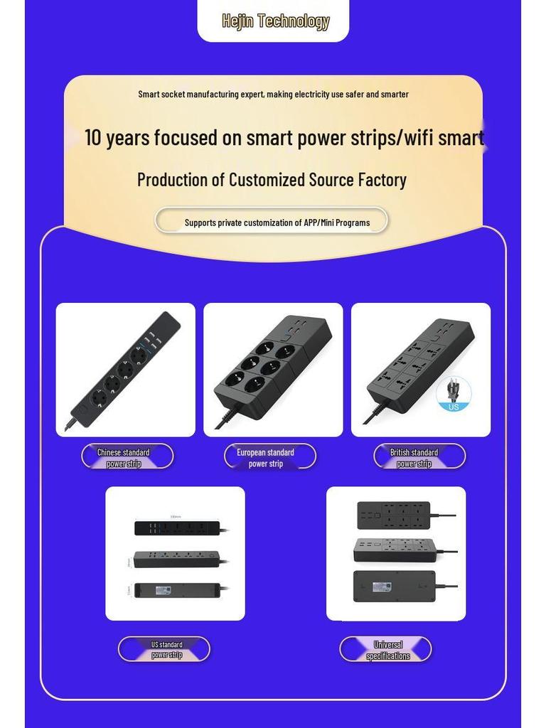 Tuya Smart WiFi Power Strip with USB and High-Power Air Conditioner Compatibility