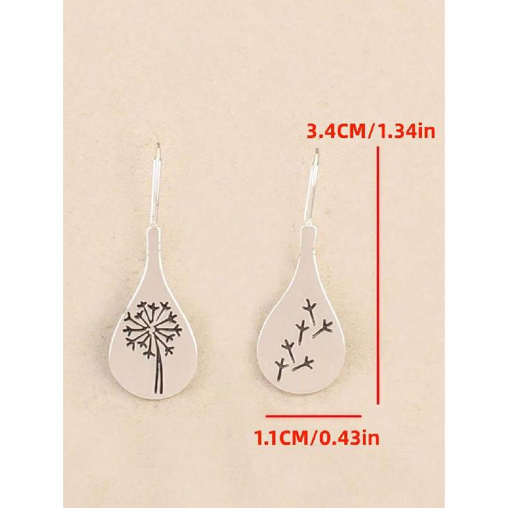 1 Pair Vintage Asymmetric Carved Dandelion Flower Minimalist Artistic Earrings