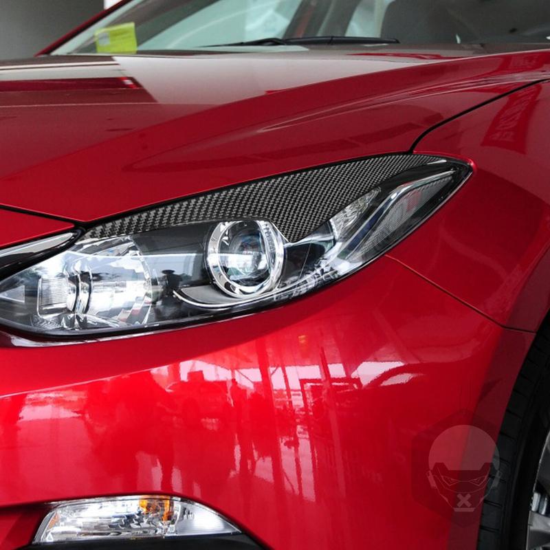 For Mazda3 Axela 2014-2016 Car Accessories Carbon Fiber Front Headlight Eyelid Eyebrow Cover Style Trim Sticker Modification