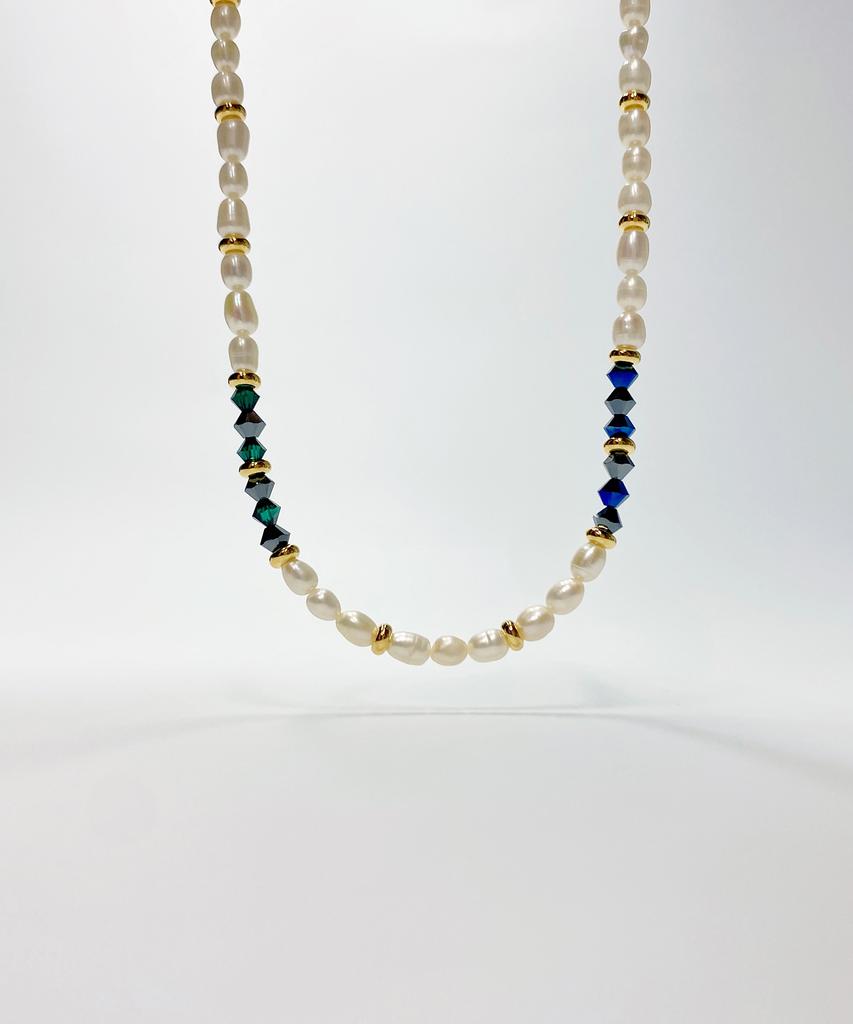 Kudos Freshwater Pearl + Crystal Bead Necklace