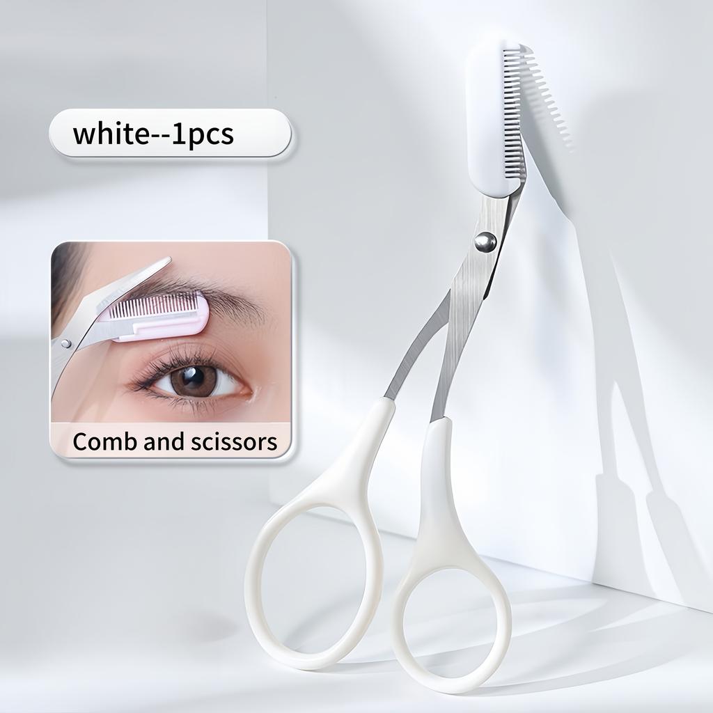 Pink Eyebrow Scissors And Comb, Plastic, For Right Hand, Beginner Eyebrow Trimming Set, For Trimming And Grooming Eyebrows