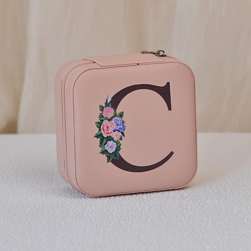 

1PC Jewellery Holder for Wedding Party Black Alphabet Personalized Jewelry Organizer Case Gift Box Jewelry Boxes Pink 10*10*5