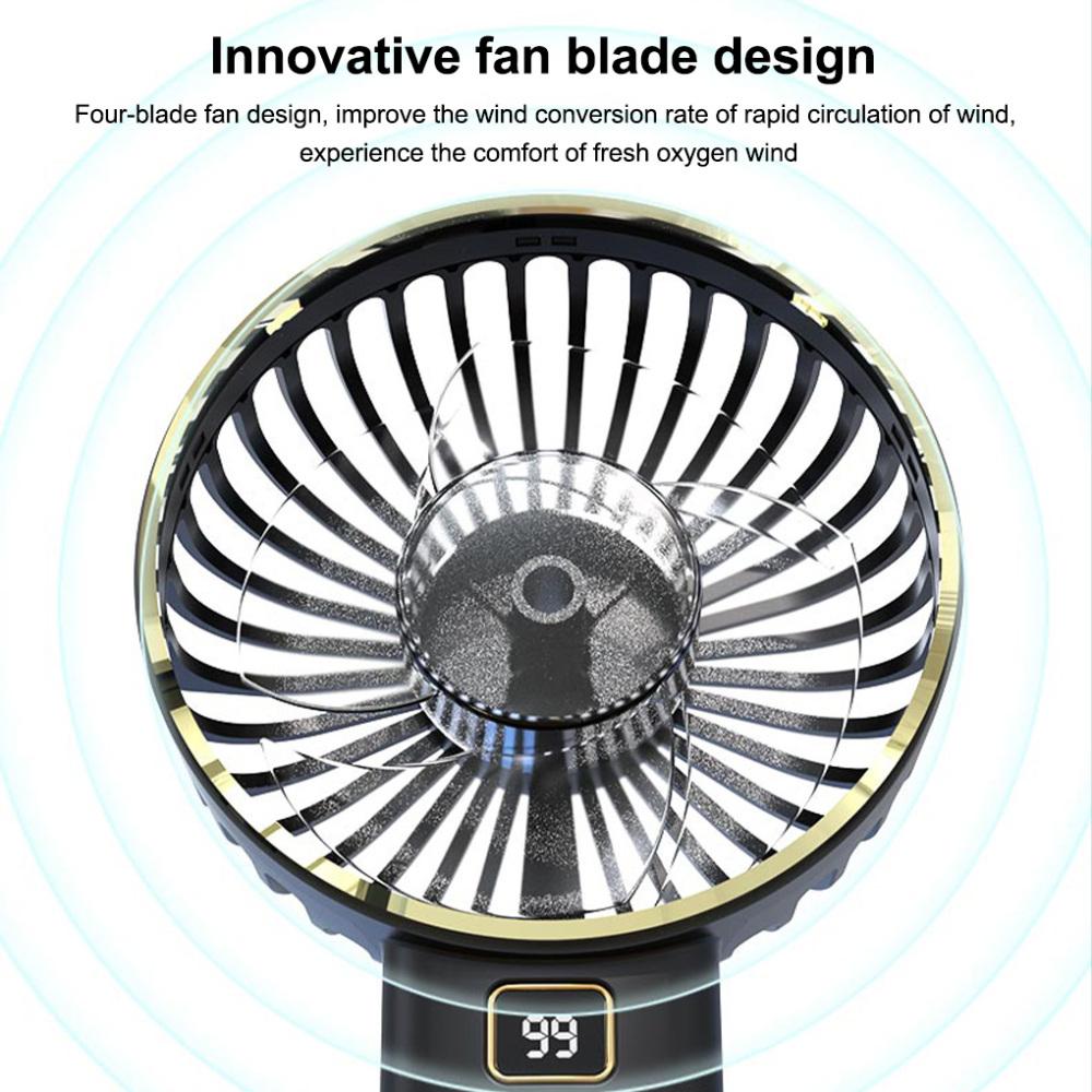 USB Mini Fan Şarj Edilebilir Taşınabilir El Fanı Dijital Ekran Tembel Geçici Seyahat Alışveriş Soğutma Ev Araba Hava Soğutucu
