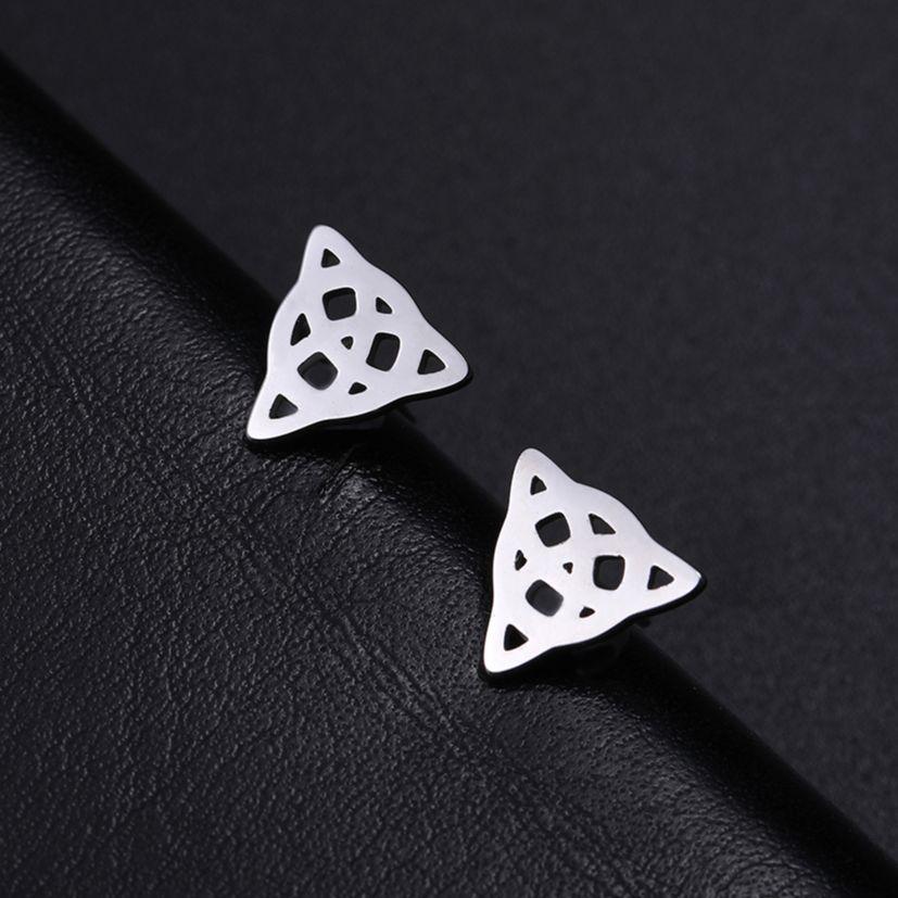 Jeshayuan Triquetra Celtics Irish Knot Stud Earrings For Women Birthday Gift Amulet Wicca Jewelry Stainless Steel Earrings