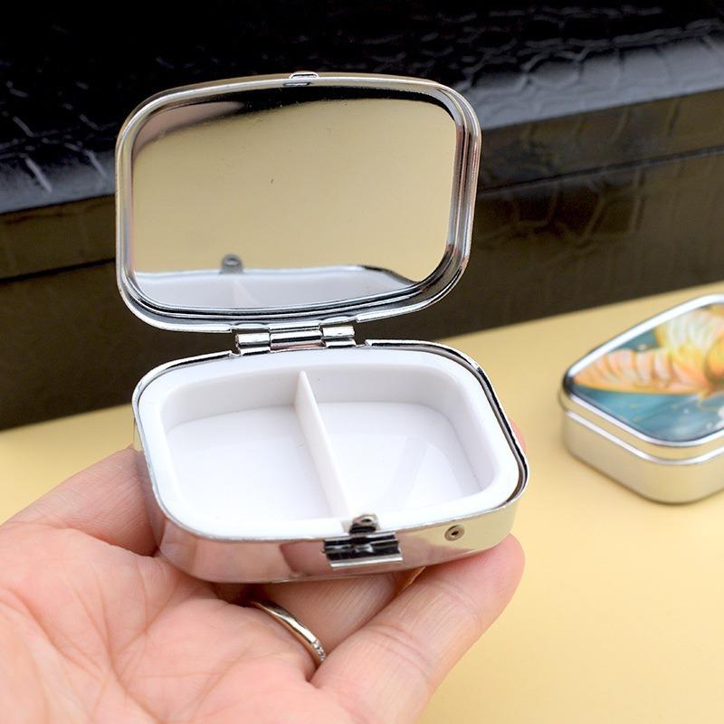 1PC Portable Travel Essential Pill Splitters Pill Case Container for Medicines Organizer Metal, Jewelry Box, Compartmentalized Storage Box