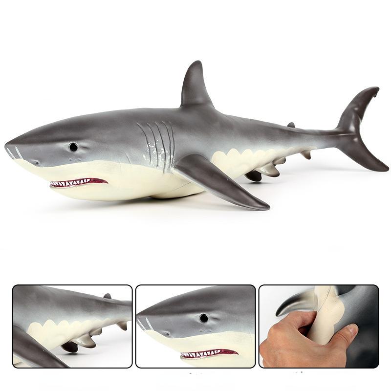 1pcs Simulation of Marine Animal Model Submarine Biological Super Soft Rubber Cotton-Filled Great White Shark Model